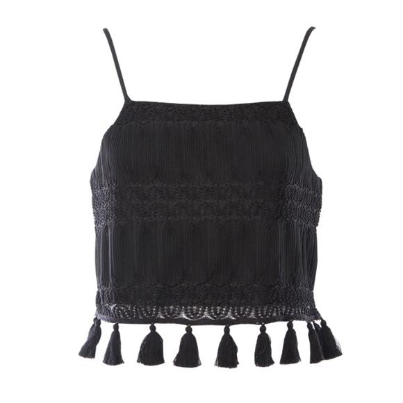 show me your mumu // tasseled lace cropped tank - Picture 3 of 6